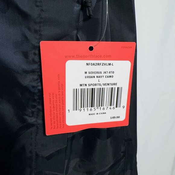 The North Face Mens L Severus Waterproof Rain Jacket Urban Navy Camo MTN Sports - Picture 10 of 12